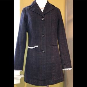 Free People Blazer Pleated Back size 4 Navy